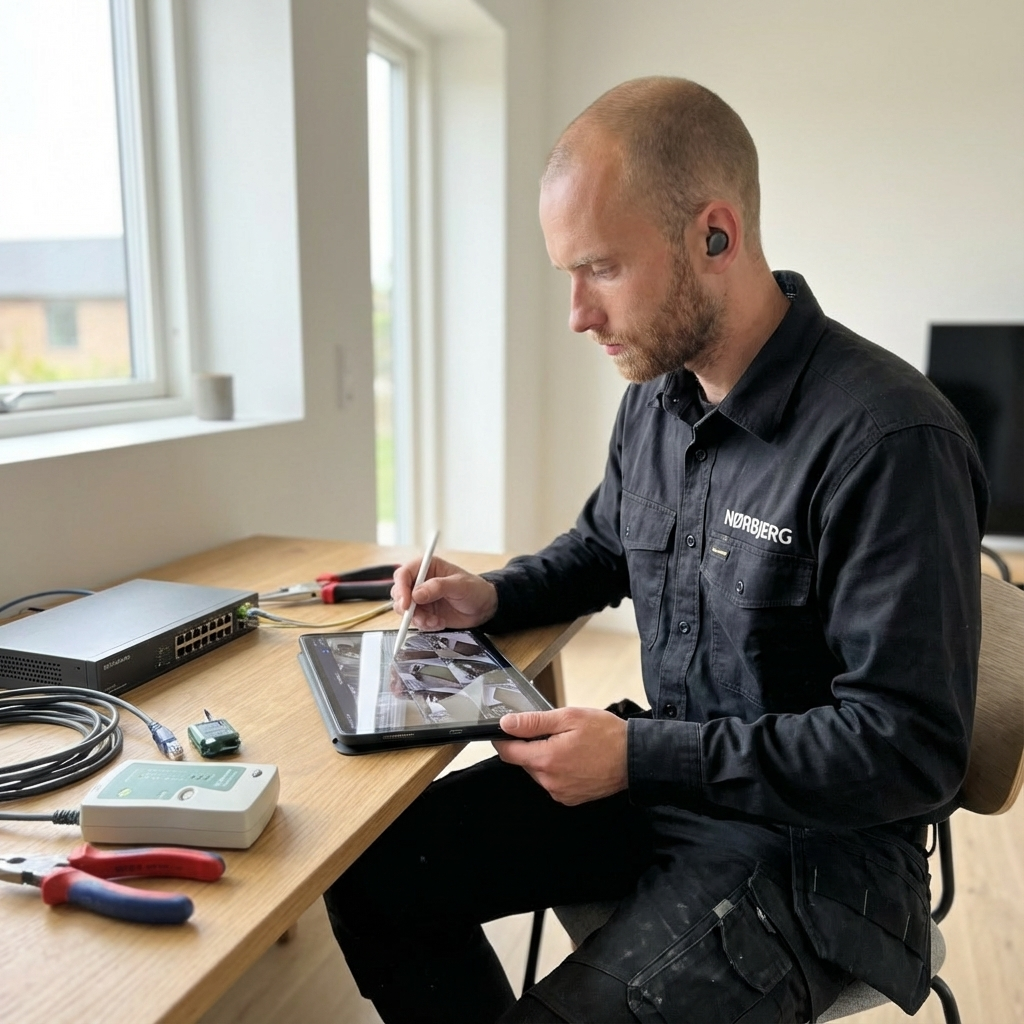 Opsætning af overvågningskamera og alarm i privat bolig
